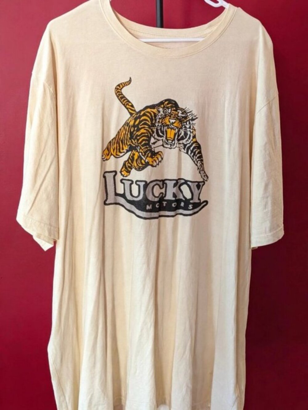 Lucky Brand Lucky Motors Tiger Graphic T-Shirt Mens 3XL Cream
